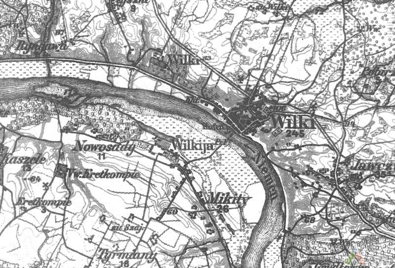 1912–1914 m. žemėlapio fragmentas.